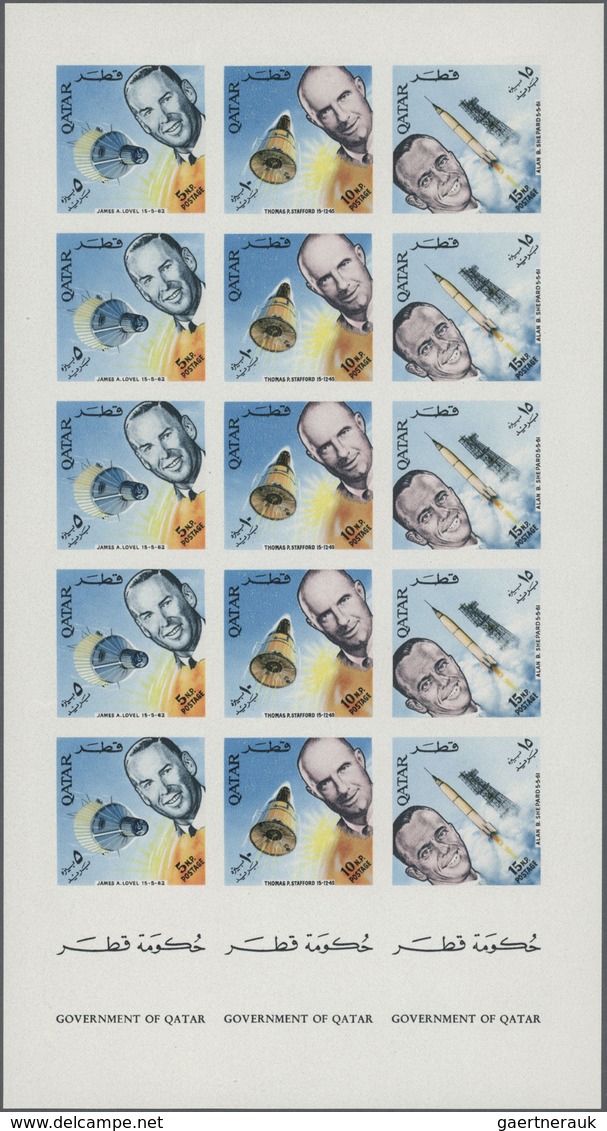 ** Katar / Qatar: 1966, Space Research Imperforate, Two Complete Sheets, Unmounted Mint. - Qatar