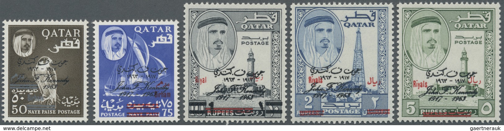 * Katar / Qatar: 1966, 3rd Death Anniversary Of J.F.Kennedy, Revaluation Overprints, Complete Set Of F - Qatar