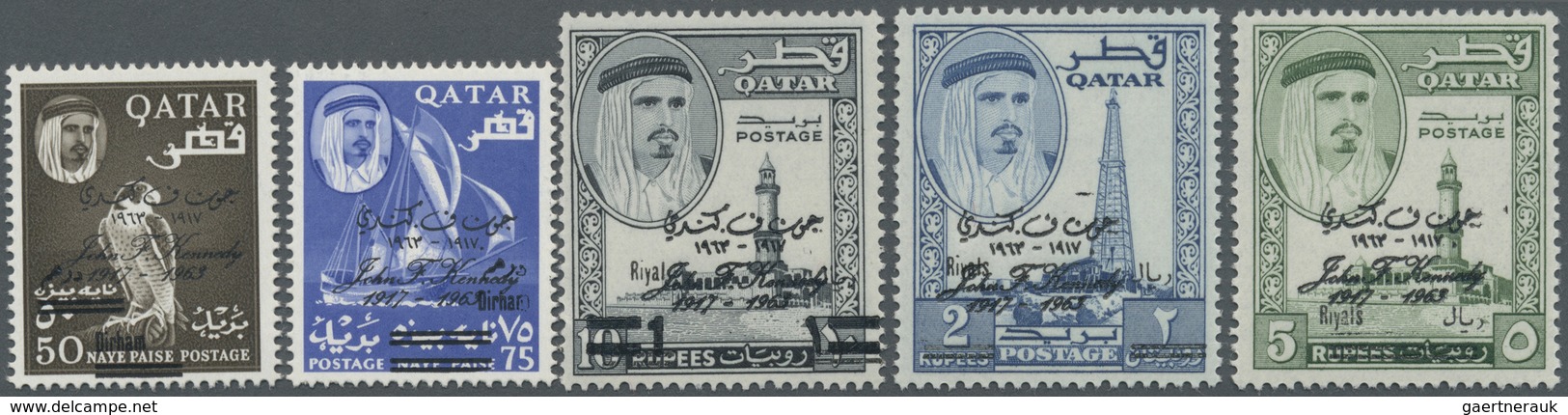 * Katar / Qatar: 1966, 3rd Death Anniversary Of J.F.Kennedy, Revaluation Overprints, Complete Set Of F - Qatar