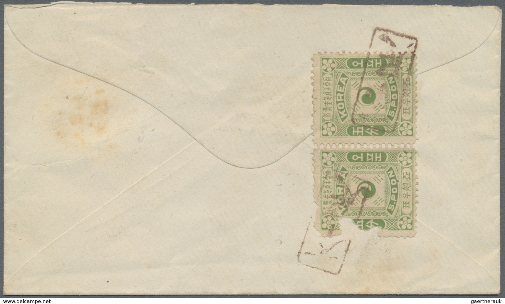 Br Korea: 1895/96, 5 P. 2nd Printing Tied Brown "Seoul Kwangmu 3.9.6" To Cover To Chemulpo, Large Brown - Korea (...-1945)