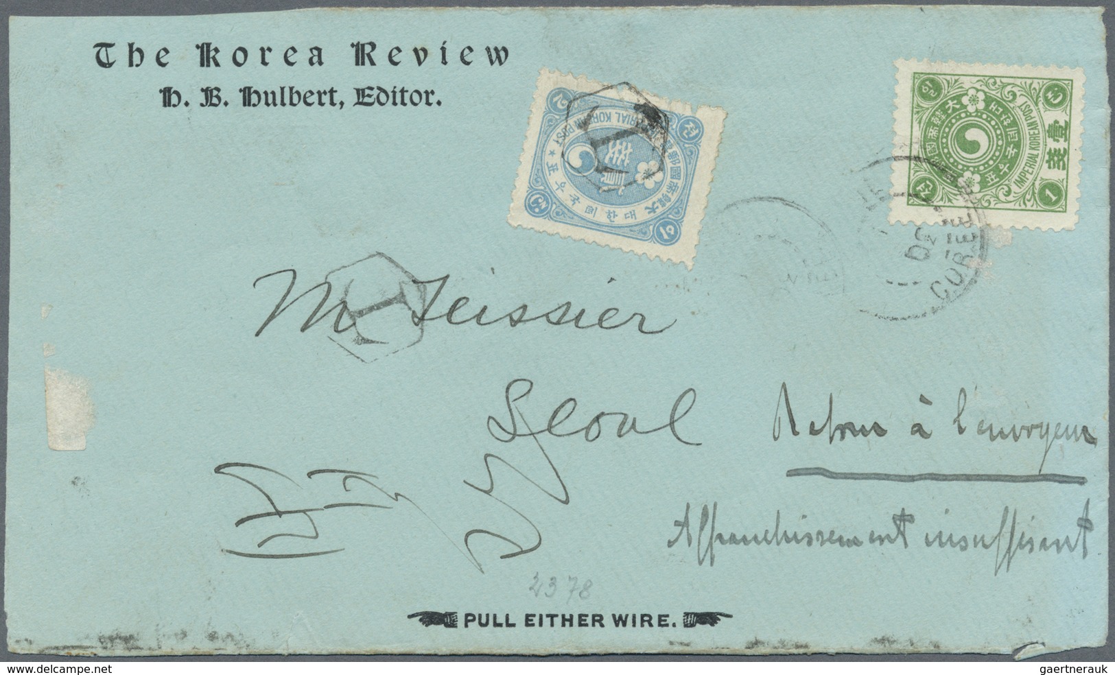 Br/Brfst Korea: 1903 SEOUL Local Cover Front With VERY RARE POSTAGE DUE & "RETOUR A L' ENVOYEUR, AFFRANCHISSE - Korea (...-1945)