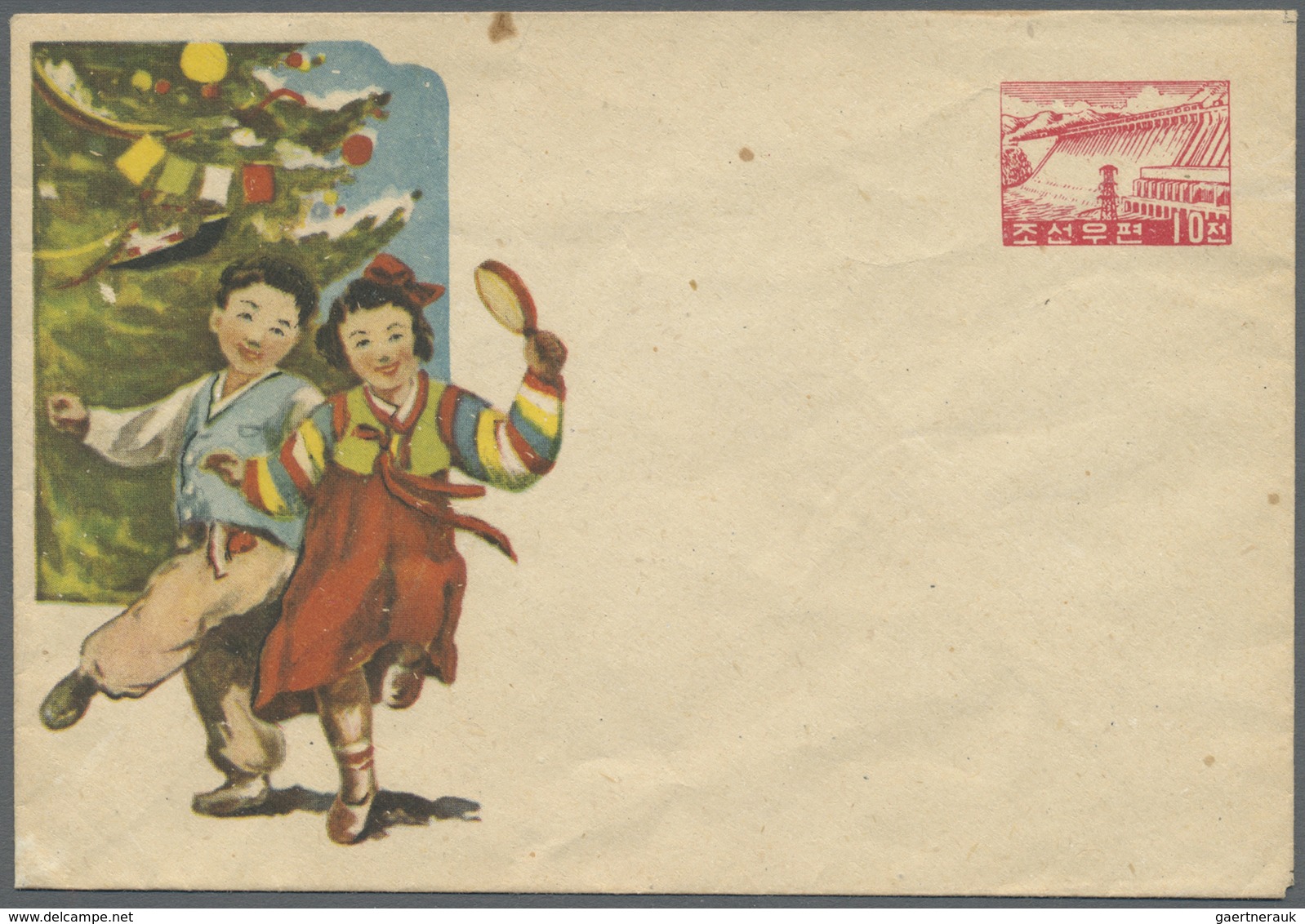 GA Korea-Nord: 1955/1956, Two Stationery Envelopes, One Unused With Some Stains, One Uprated Sent To Ea - Korea (Noord)