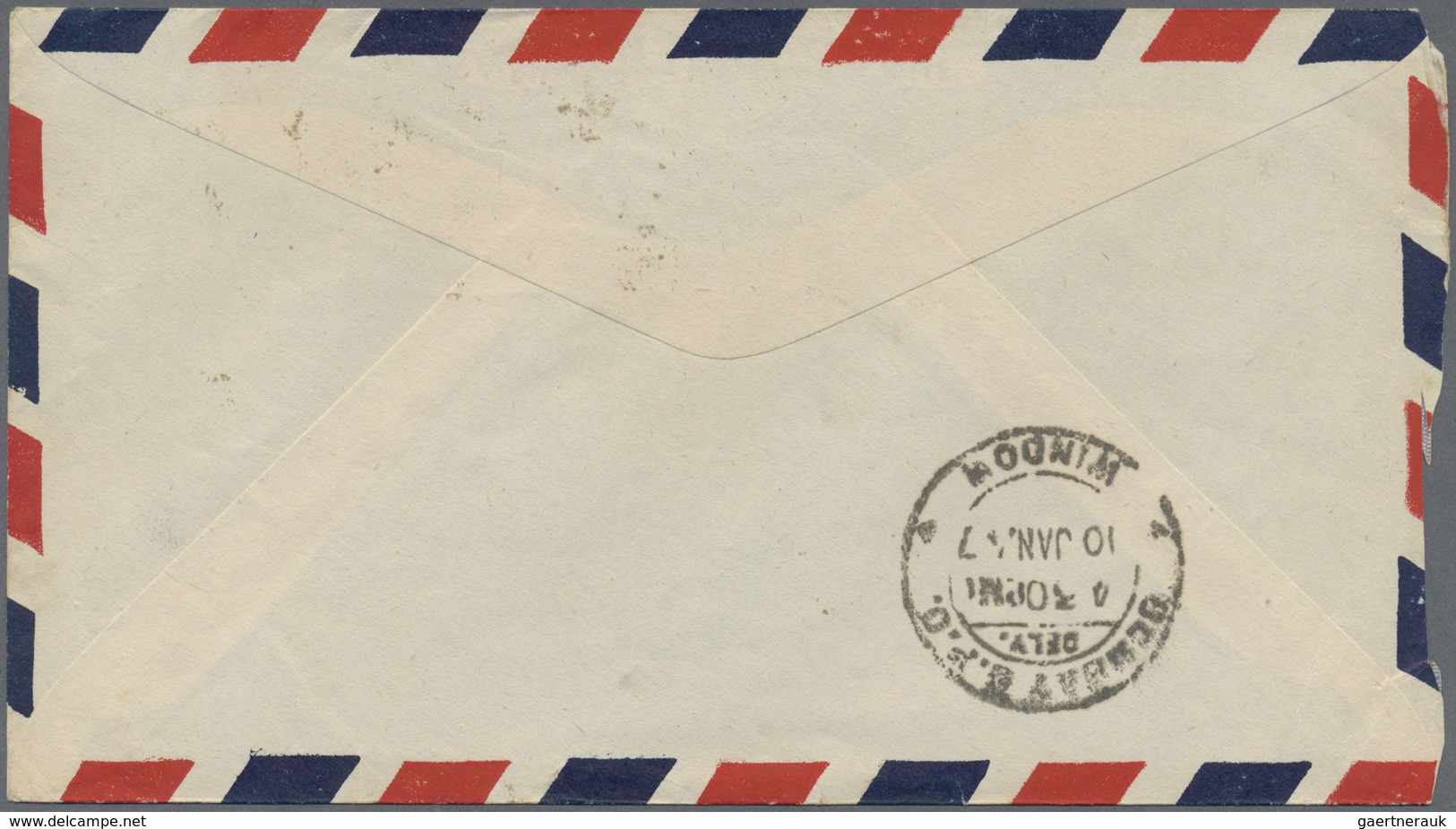 Br Kuwait: 1947. Air Mail Envelope (usual Small Opening Faults) Addressed To India Bearing SG 52, 3p Sl - Kuwait