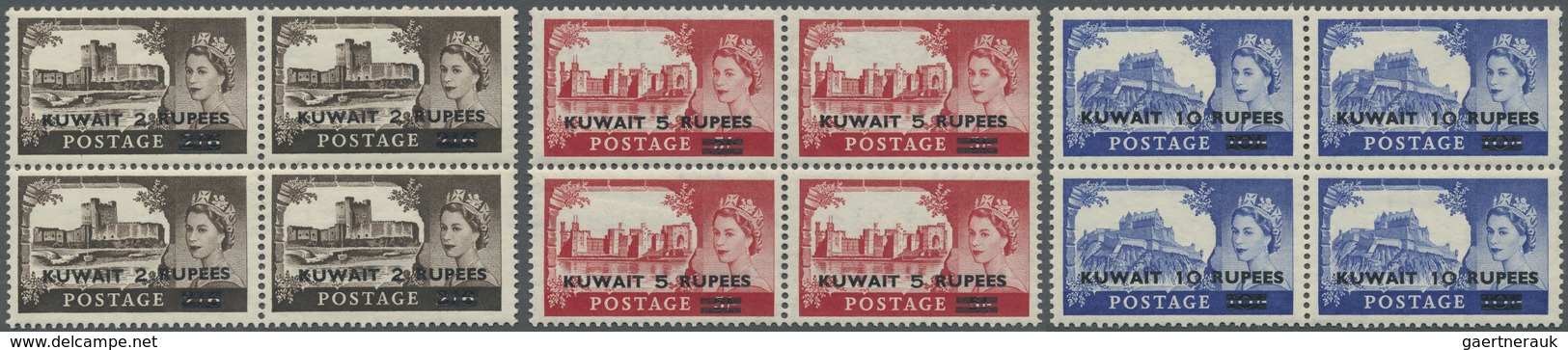 ** Kuwait: 1955/1956, QEII Definitives, Set Of Twelve Values As Blocks Of Four, Unmounted Mint. SG 107/ - Kuwait