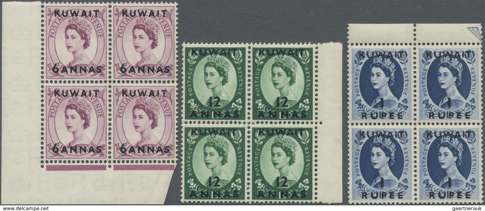 ** Kuwait: 1955/1956, QEII Definitives, Set Of Twelve Values As Blocks Of Four, Unmounted Mint. SG 107/ - Kuwait