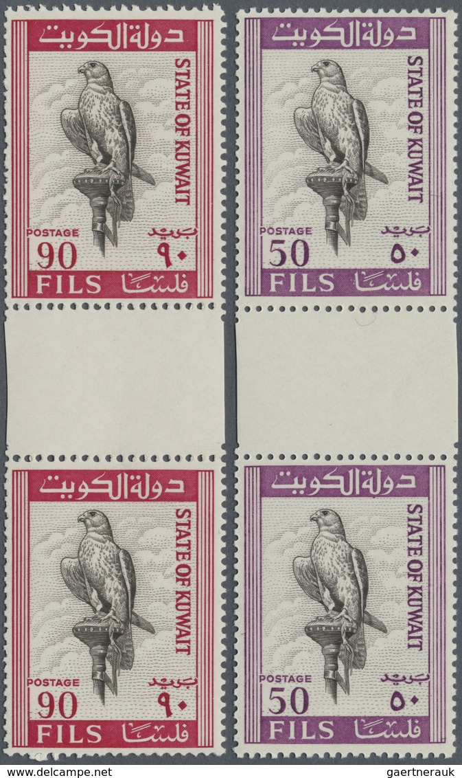 ** Kuwait: 1965. Complete FALCON Set (8 Values) In Vertical Gutter Pairs. Mint, NH. (Mi #285/92) - Koeweit