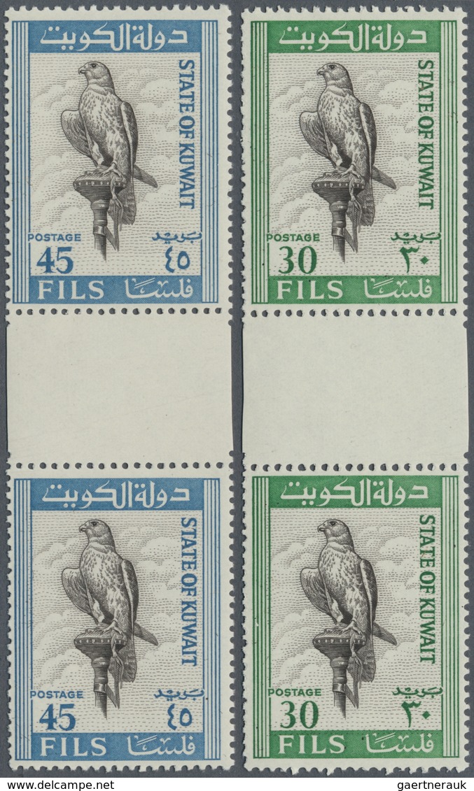 ** Kuwait: 1965. Complete FALCON Set (8 Values) In Vertical Gutter Pairs. Mint, NH. (Mi #285/92) - Kuwait