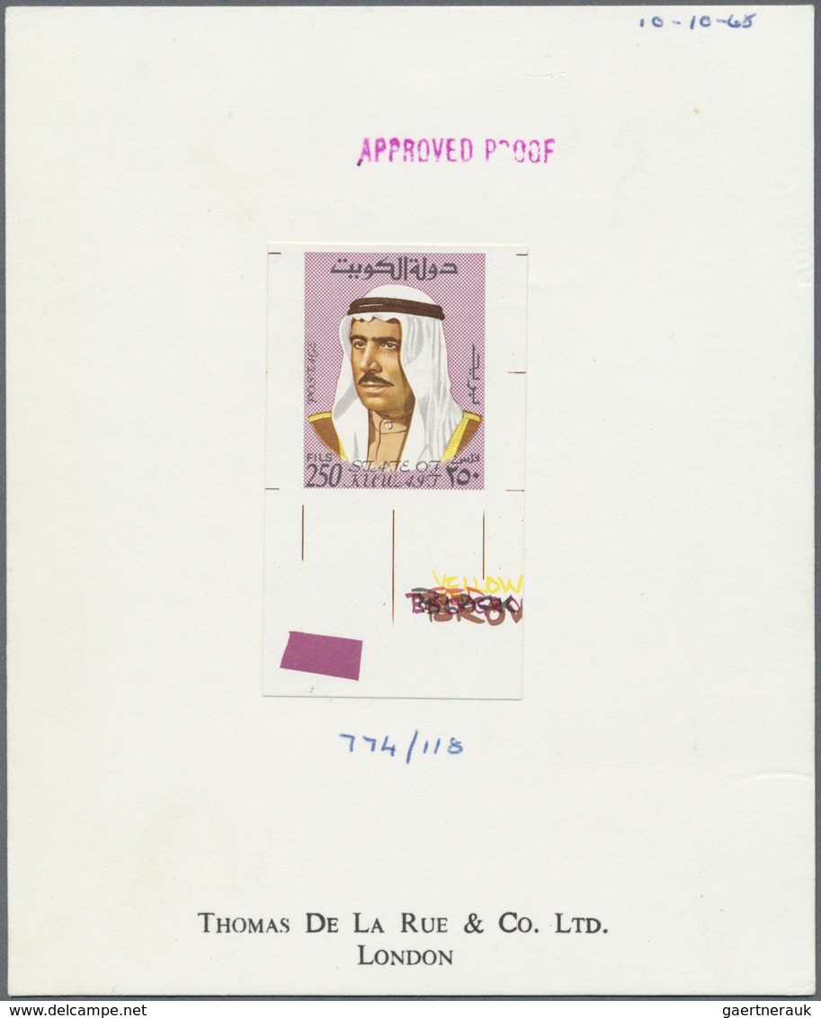 Kuwait: 1969, Amir Sheikh Sabah Issue. 250 Fils Imperforate Marginal Final Proof On De La Rue Card. - Koeweit