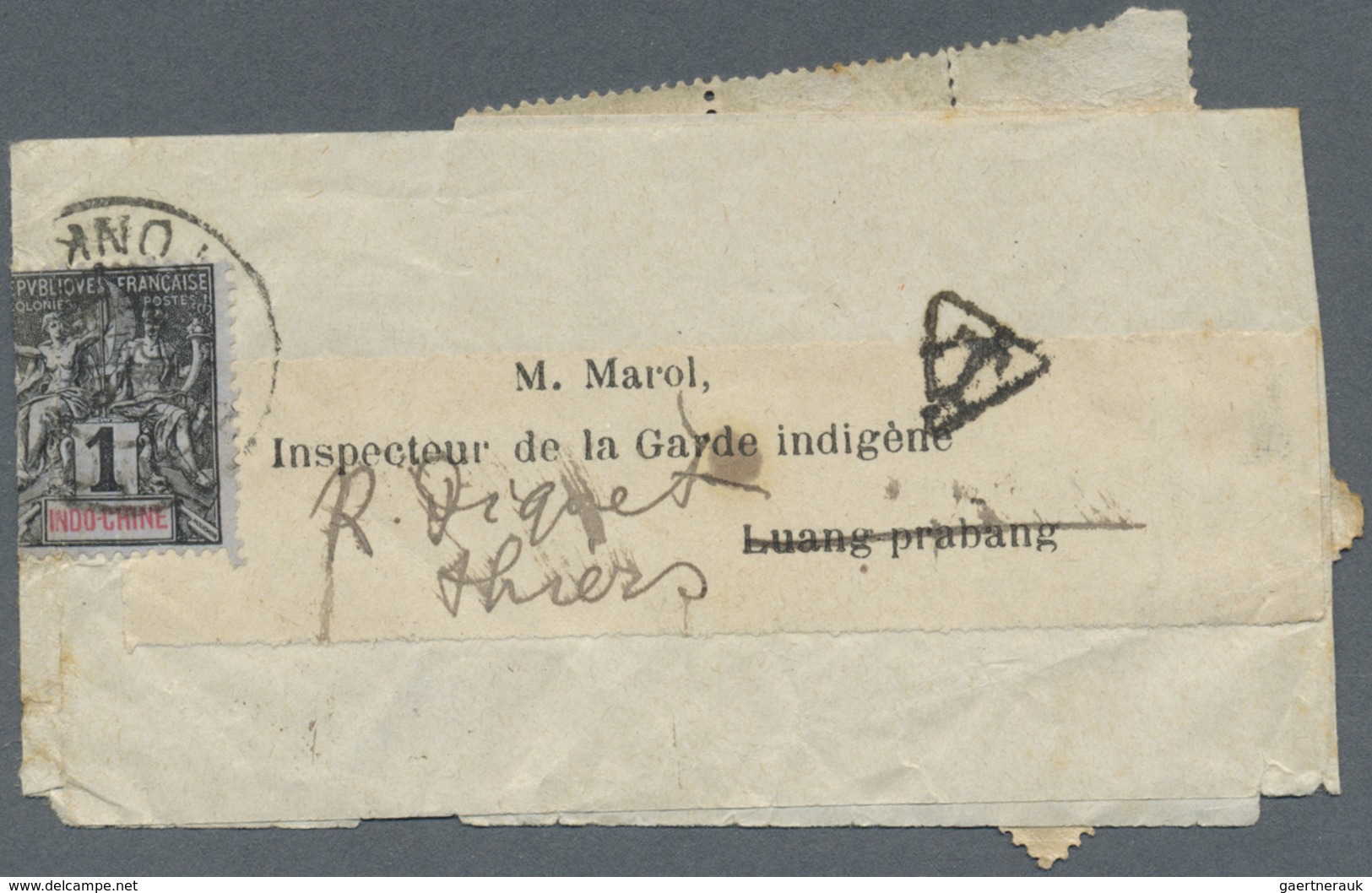 Br Laos: 1901 Used Wrapper To Luang Prabang, Redirected To Thiers (Puy-de-Dôme), France, Insufficiently - Laos