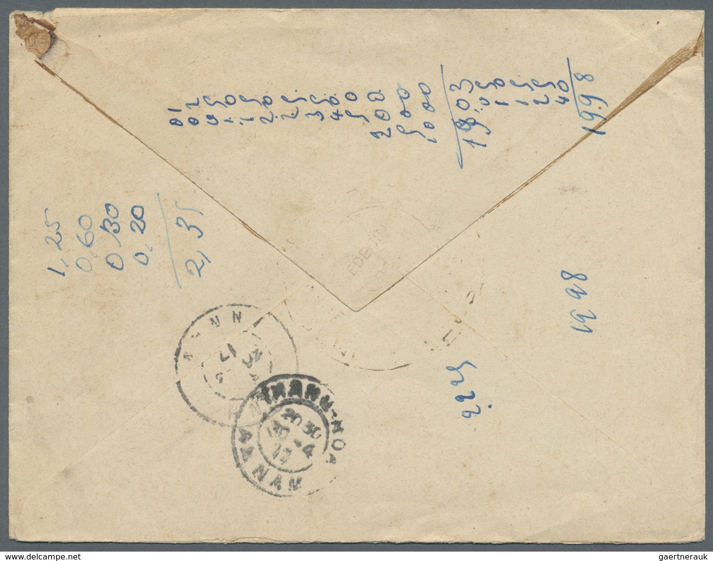 Br Laos: 1917. Stampless Military Mail Envelope (name Deleted) Endorsed 'F.M.' Addressed To Marseille C - Laos