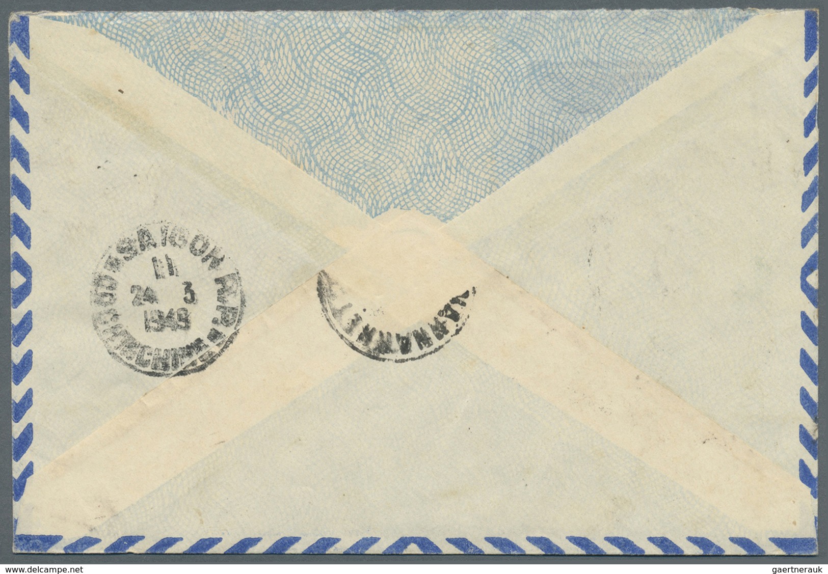 Br Laos: 1949. Air Mail Envelope (upper Flap Missing) Addressed To France Bearing Indo-China SG 174, 4c - Laos