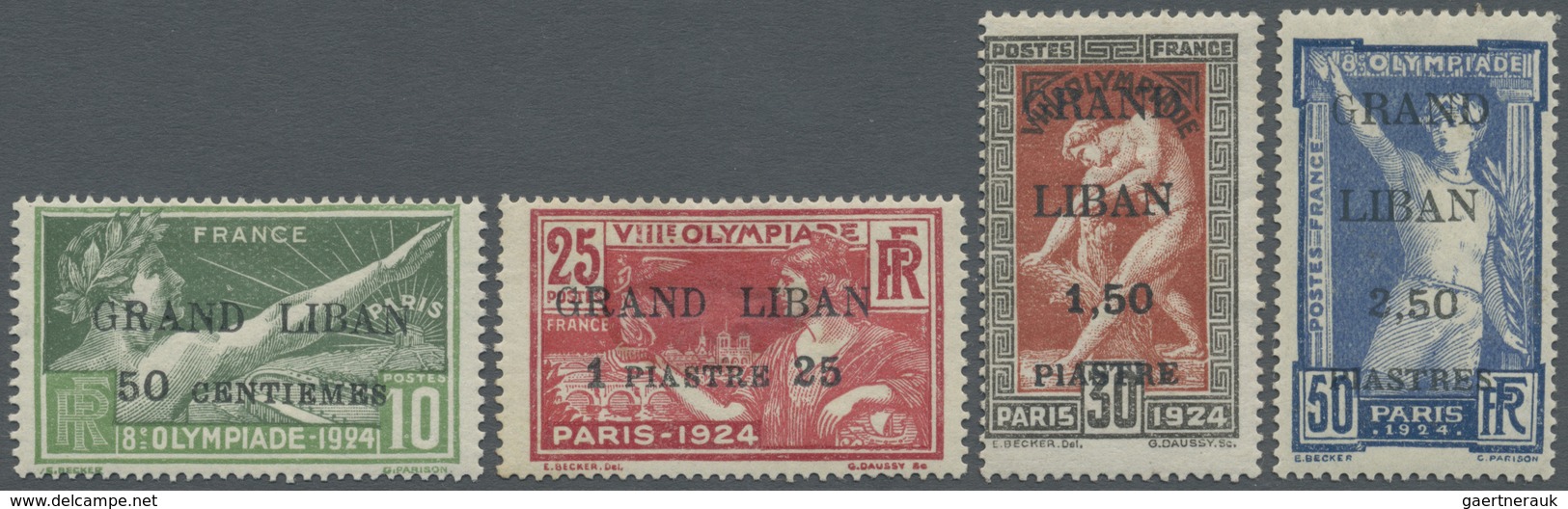 * Libanon: 1924, Olypic Games, Complete Set Each With "Small G In GRAND", Mint O.g. With Hinge Remnant - Lebanon