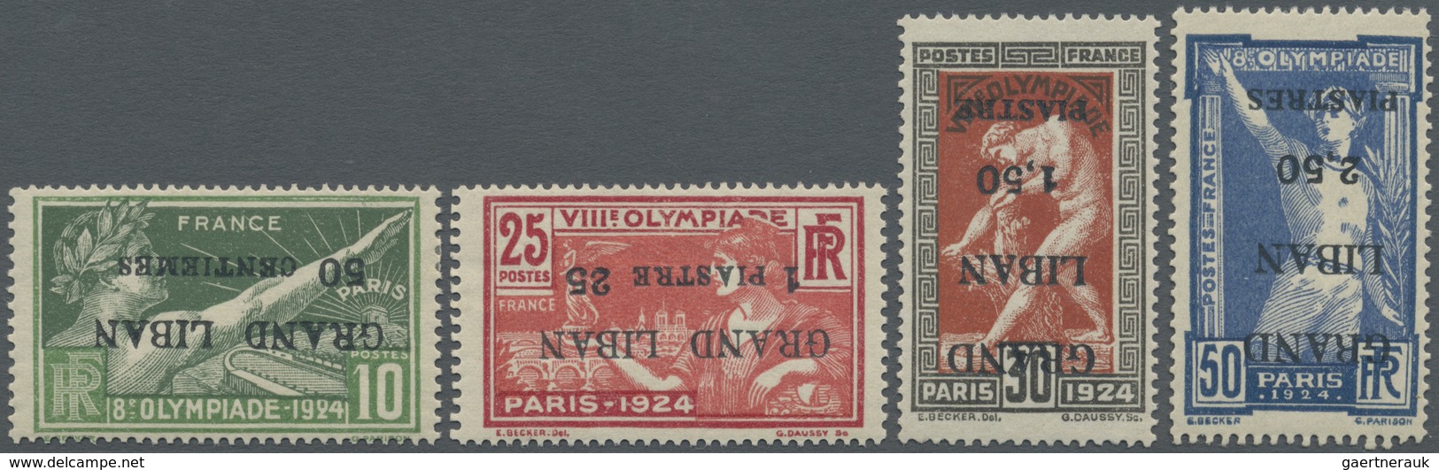 * Libanon: 1924, Olympic Games, Complete Set Showing INVERTED Overprints, Mint O.g. Previously Hinged, - Libanon