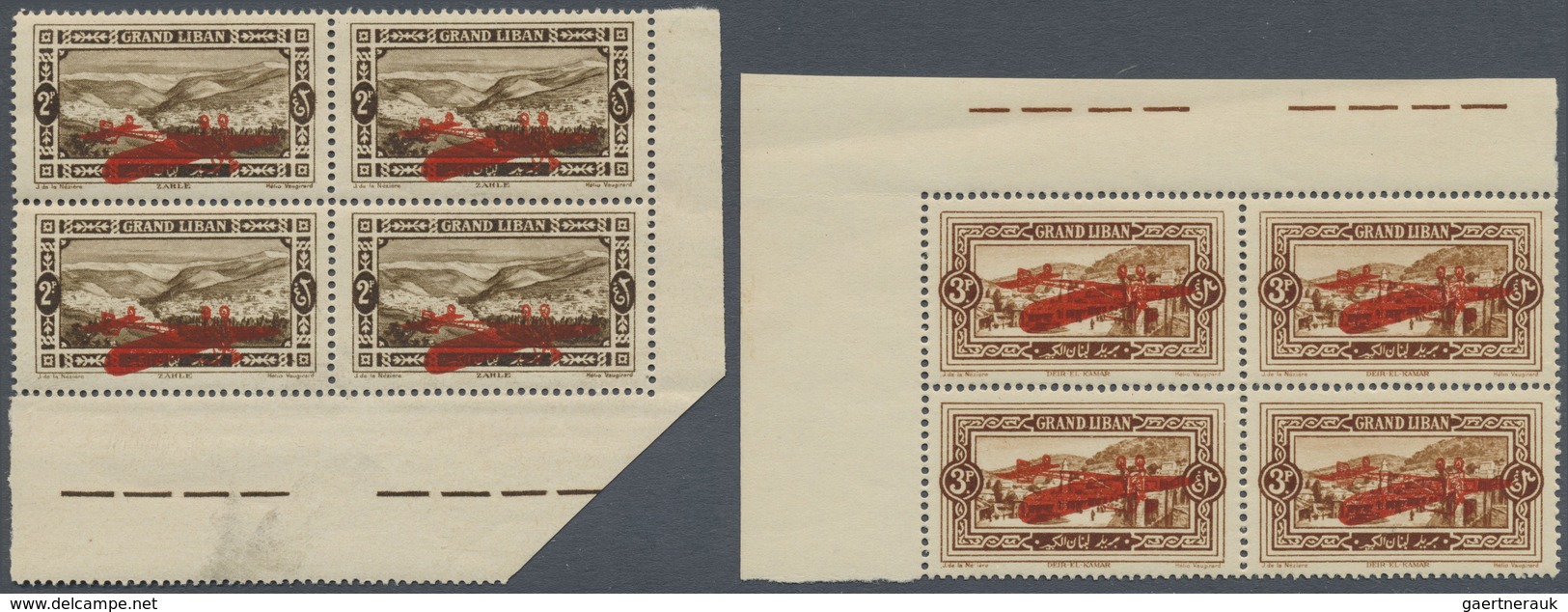 ** Libanon: 1926, Airmails, 2pi. To 10pi., Complete Set Of Four Values With Inverted Overprint, Each As - Lebanon