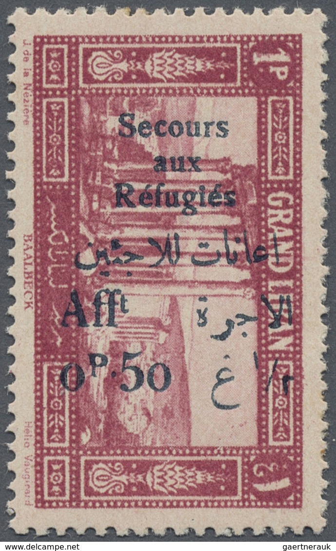 ** Libanon: 1926, War Refugee Relief, 1pi. + 0.50pi. Red, Vertical Blue Overprint (which Was Used For T - Libanon