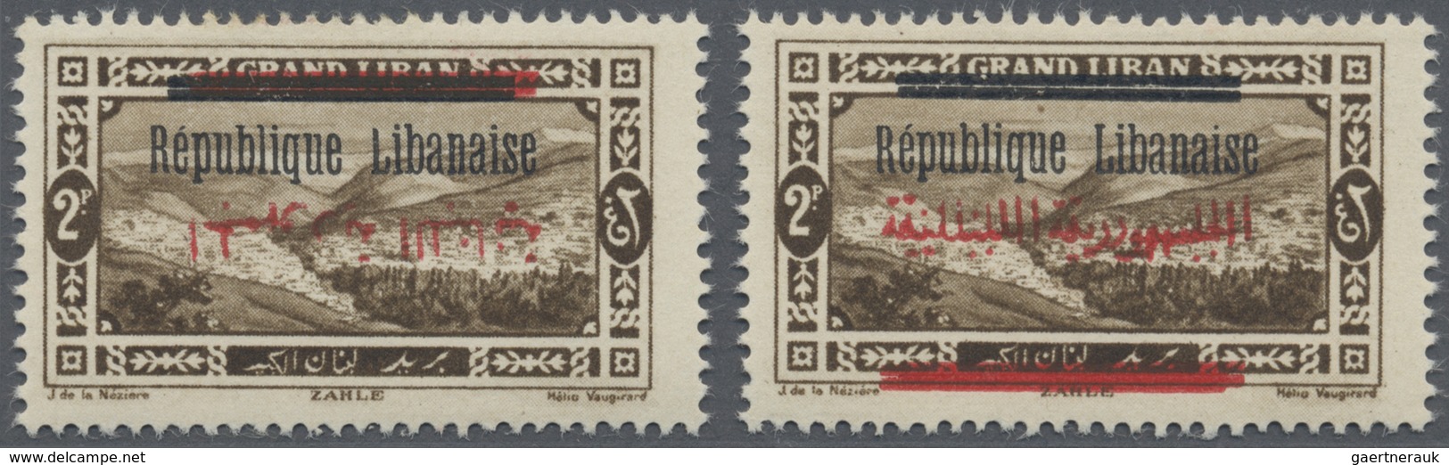 * Libanon: 1928, Definitive 2pia. Brown With Black Opt. 'Republique Libanaise' And Additional Red Arab - Libanon