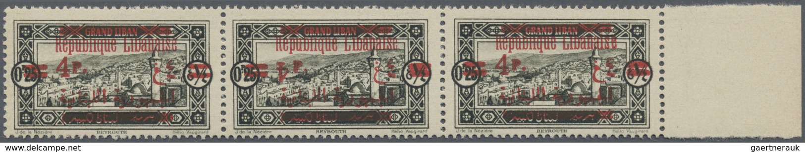 **/* Libanon: 1928, Definitive 0.25pia. Olive Black With Red Bilingual Opt. 'Republique Libanaise' And Ne - Lebanon