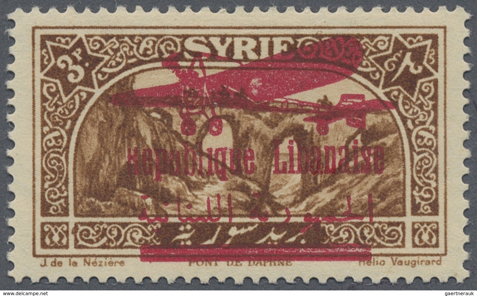 * Libanon: 1928, Airmails, 3pi. Brown, Mistakenly Overprinted Syria Stamp, Mint O.g. With Hinge Remnan - Lebanon