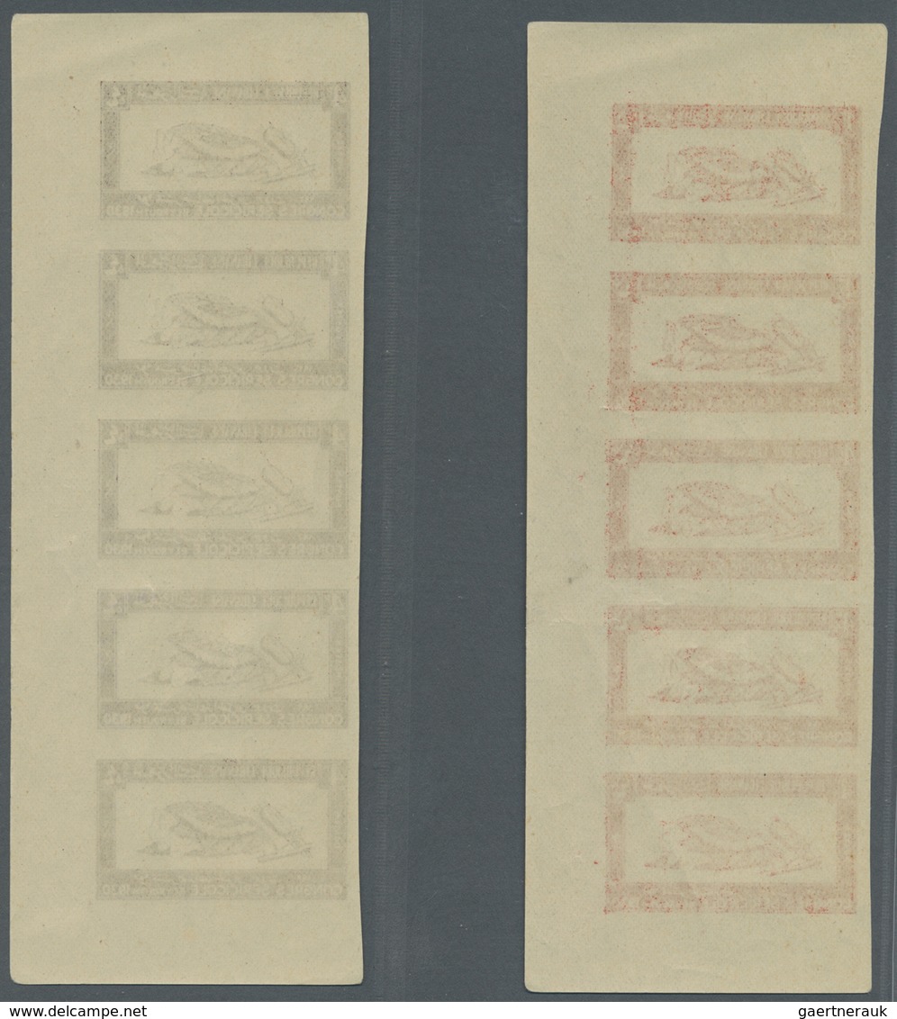 ** Libanon: 1930, Silkworm Growers Congress, 4pi. To 25pi., Complete Set Of Six Values As IMPERFORATE M - Lebanon