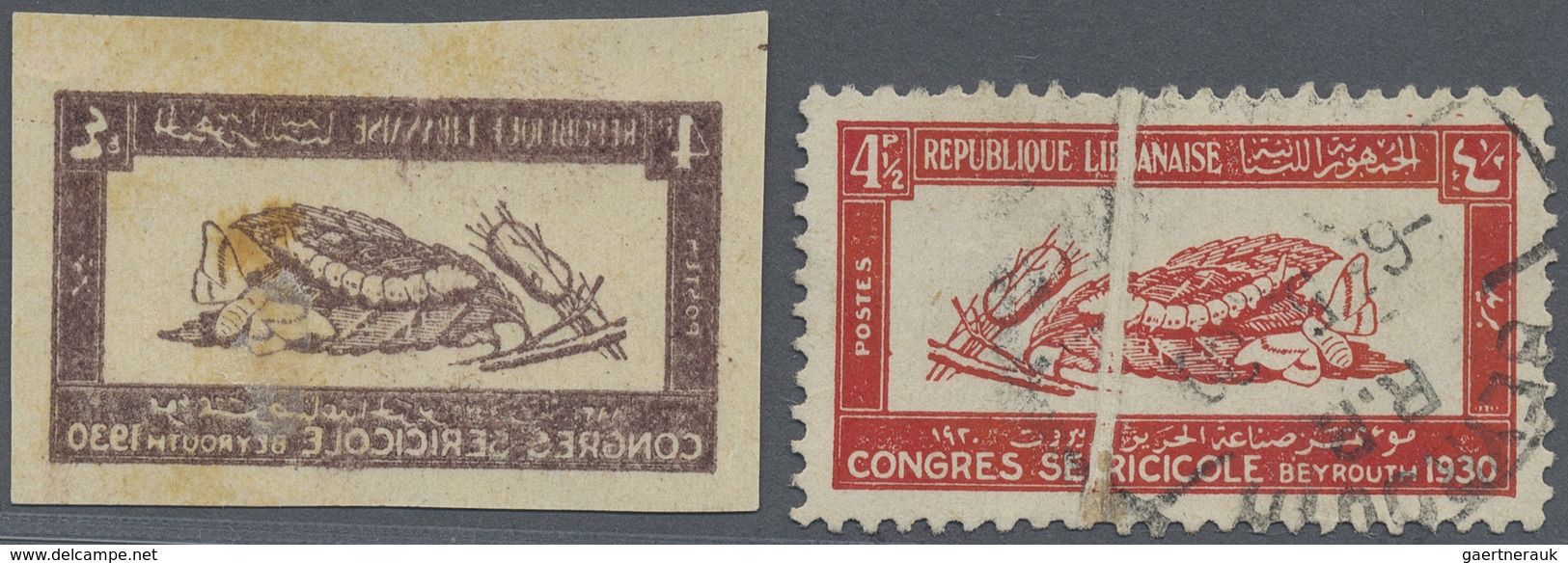 */O Libanon: 1930, Silk Worm Grower's Congress, 4pi. Brown Showing Clear Offset On Reverse, Mint O.g. Hi - Lebanon