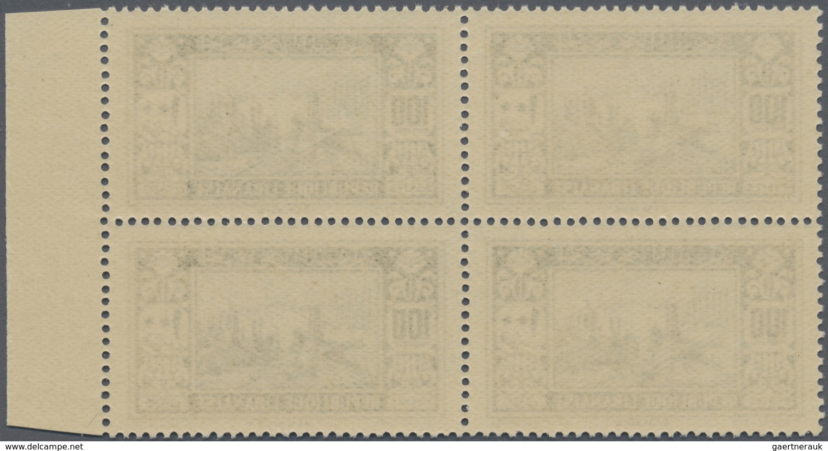 ** Libanon: 1930, Definitive 100pia. Grey Black 'Acropolis Of Baalbek' Block Of Four From Right Margin, - Lebanon