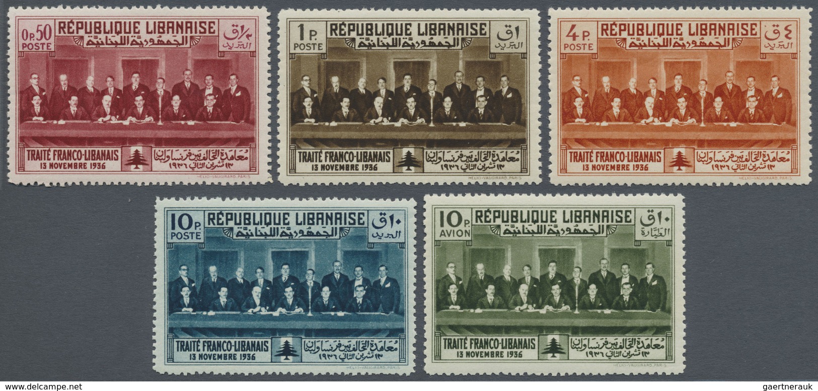 ** Libanon: 1936, Franco-Lebanese Treaty, Not Issued, Complete Set Of Five Values, Unmounted Mint. 2.06 - Lebanon