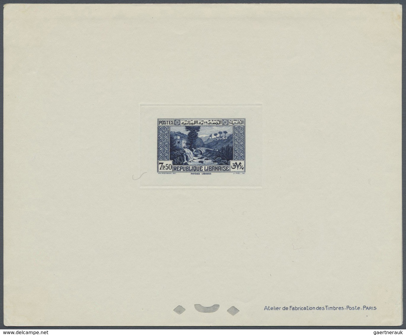 (*) Libanon: 1937, Definitives "Views Of Lebanon", 7.50pi. Blue, Epreuve De Luxe, Slight Marks. Maury 15 - Lebanon