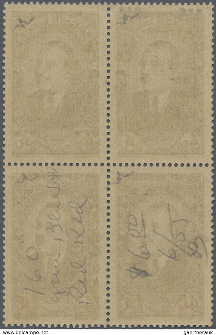 **/* Libanon: 1943, 2pi. On 4pi. Brown, Overprint Proof Block Of Four, Upper Left Stamp With INVERTED BLU - Libanon