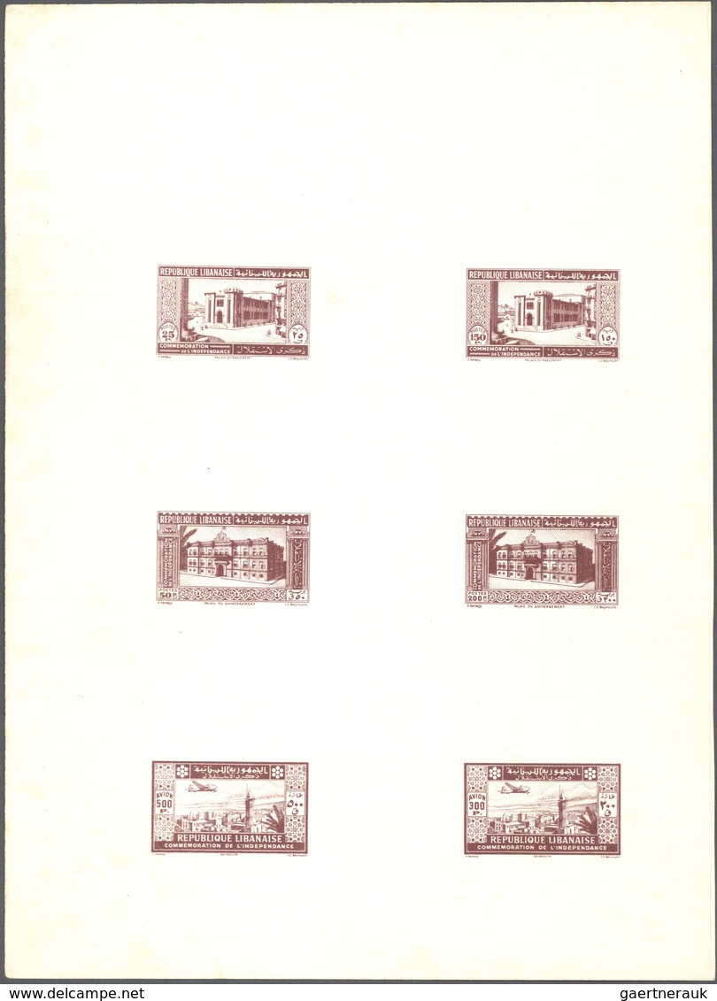 (*) Libanon: 1943, 2nd Anniversary Of Independence, Combined Proof Sheet In Brownish Purple On White Bri - Lebanon