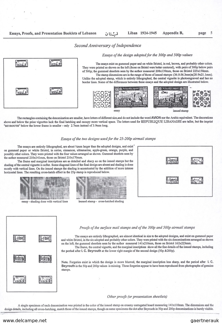 (*) Libanon: 1943, 2nd Anniversary Of Independence, Combined Proof Sheet In Carmine On Bristol, Showing - Lebanon