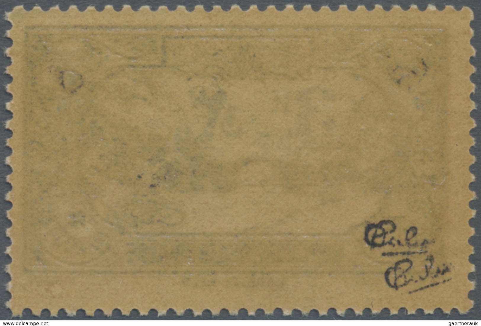 ** Libanon: 1945, 2pi. On 5pi. Greenish Blue With DOUBLE Overprint In BLACK Instead Of "Violet", Unmoun - Lebanon