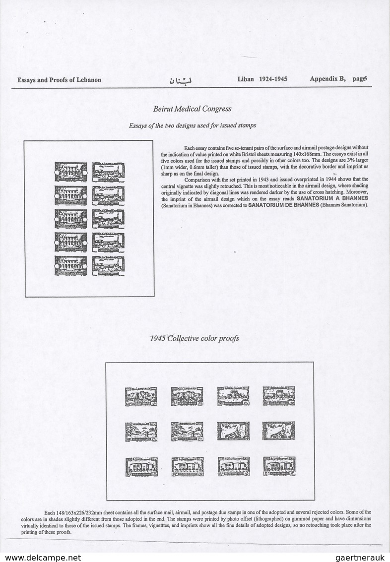 ** Libanon: 1945, Definitives, Airmails And Postage Dues, Combined Proof Sheet In Purple On Gummed Pape - Lebanon