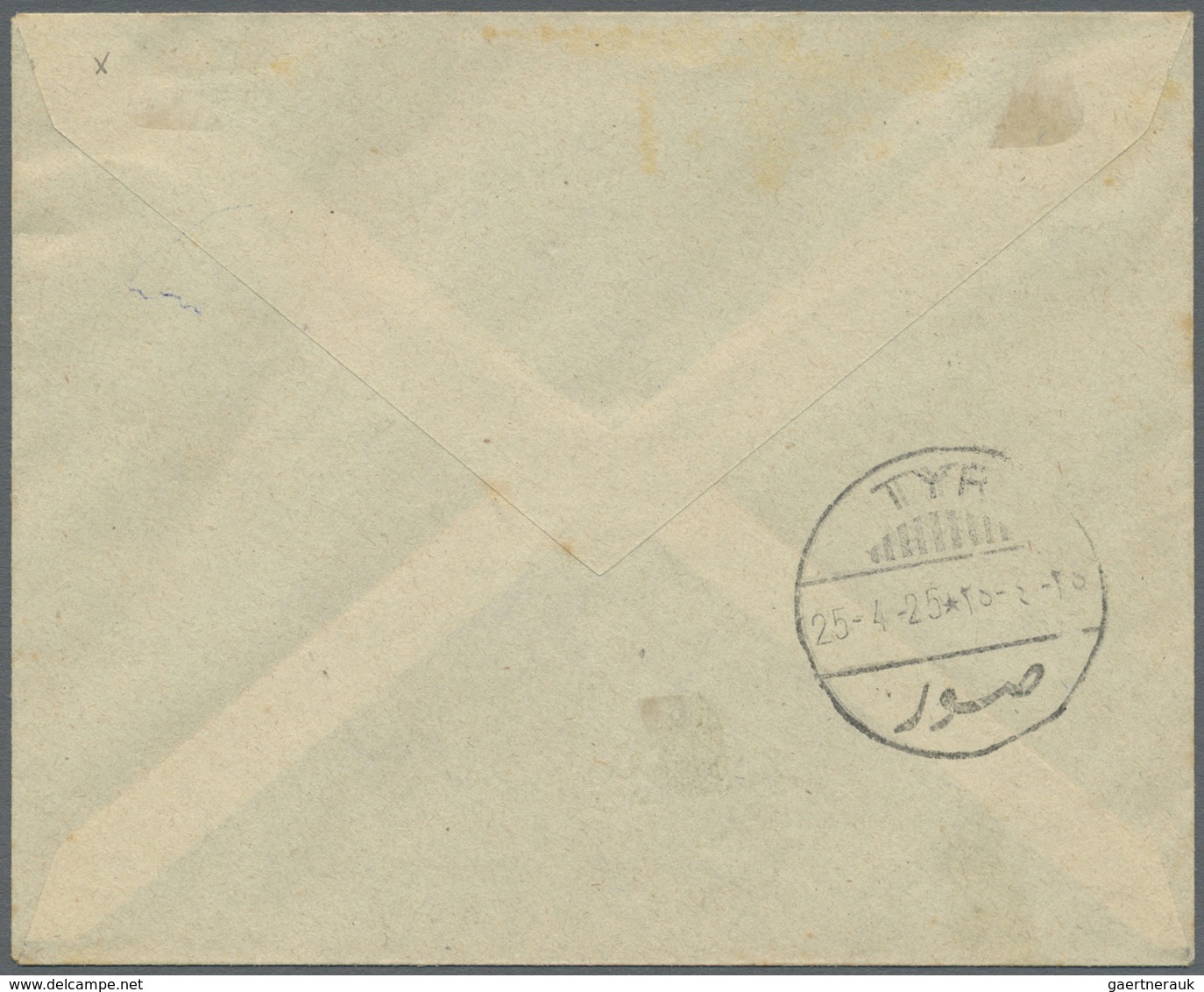 Br Libanon - Portomarken: 1925, 3pi. On 50c. Lilac-brown Oblit. "SAIDA 25.4.25" On Cover With Bisected - Lebanon