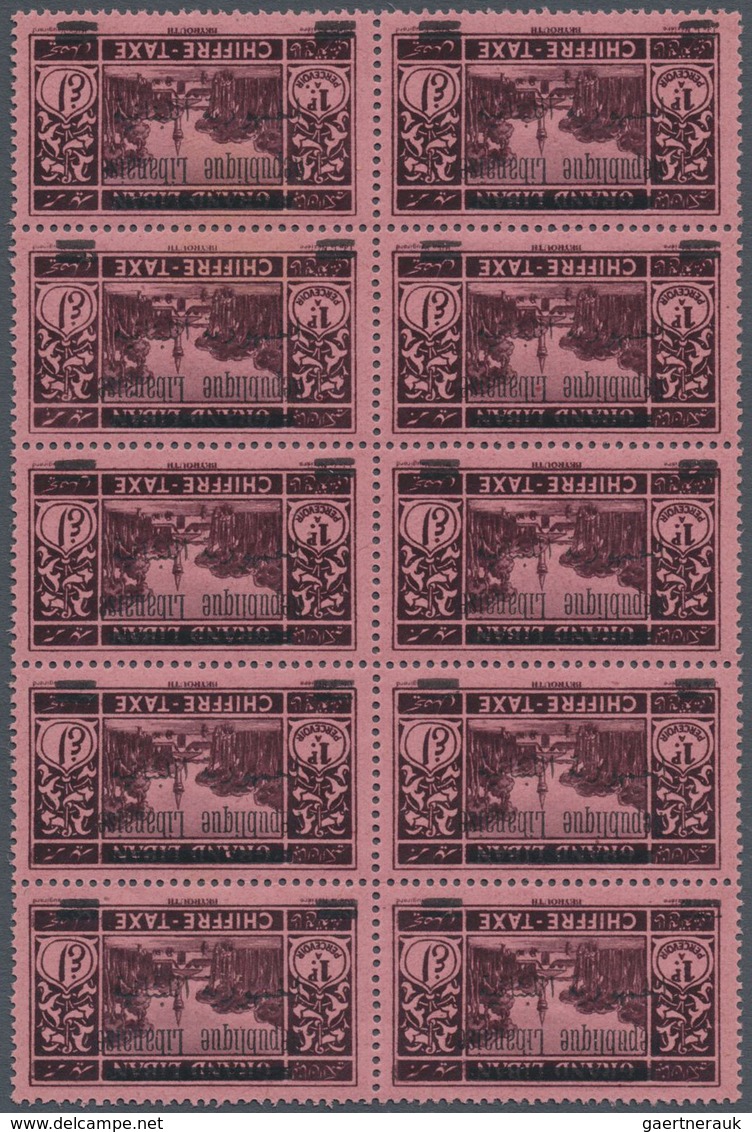 ** Libanon - Portomarken: 1928, 1pi. Black On Rose, Block Of Ten With Inverted Arabic Overprint, Unmoun - Liban