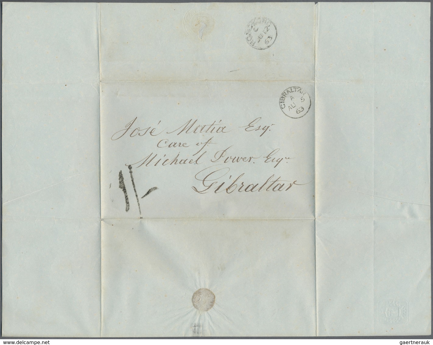 Br Macau: 1863. Stampless Envelope Written From Macau Dated '12th June 1863' Addressed To 'Jose Matia, - Andere & Zonder Classificatie