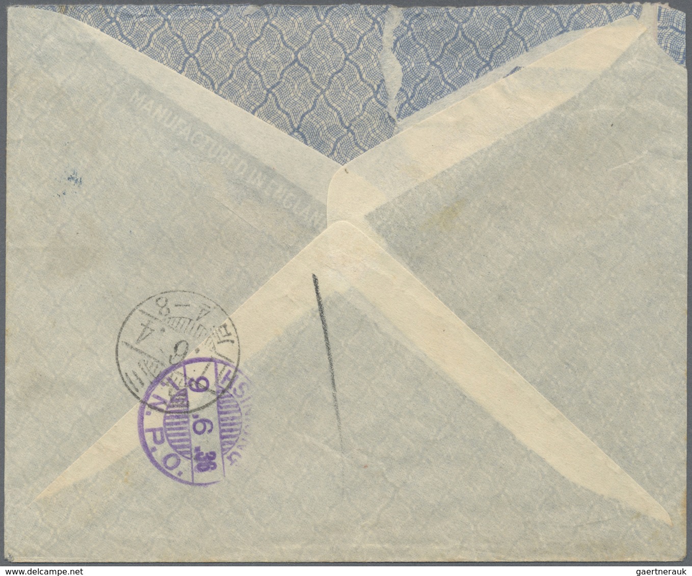 Br Mandschuko (Manchuko): 1936. Air Mail Envelope (backflap Missing) Addressed To England Bearing Japan - 1932-45 Mandchourie (Mandchoukouo)