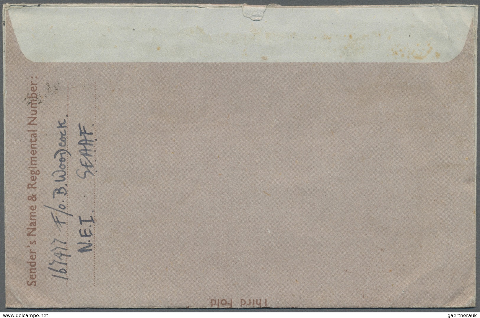 GA/ Niederländisch-Indien: 1938/46,  British Forces In NL-Indies,  N.A.A.F.I Letter Form Used "RAFPOST 2 - Netherlands Indies