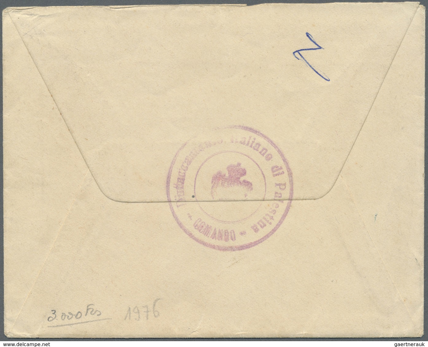 Br Palästina: 1917, Envelope With "RISTALLAMENTO ITALIANO DI PALÄSTINA COMMANDO" With Censor "VRIFICATO - Palestine