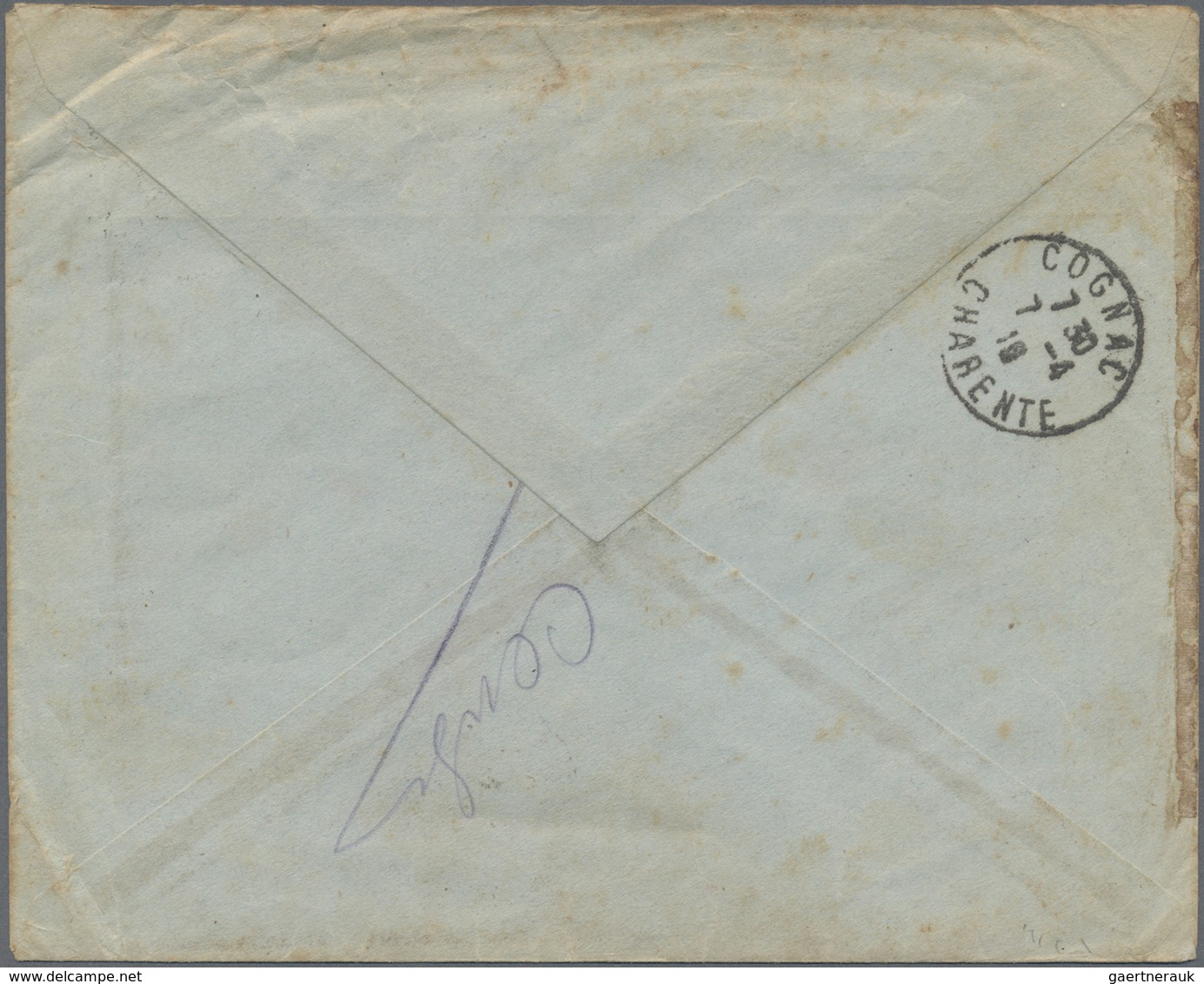 Br Palästina: 1919. Envelope (faults/stains) To France Written From Tarous Bearing Palestine SG 10, 1p - Palestine