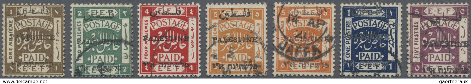 O Palästina: 1920. Definitives Complete 6 Values Perforated 14 And Color Variation 5m Additionally. Al - Palestine