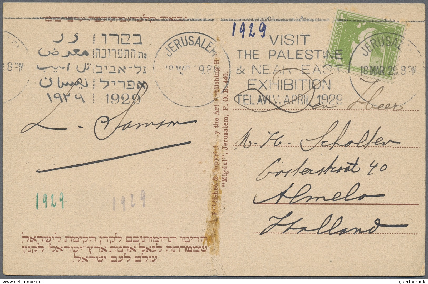 Br/GA Palästina: 1922/42, Covers (3 Inc. Registration Envelope), Ppc (2) All Used To Foreign Inc. Censorsh - Palestina