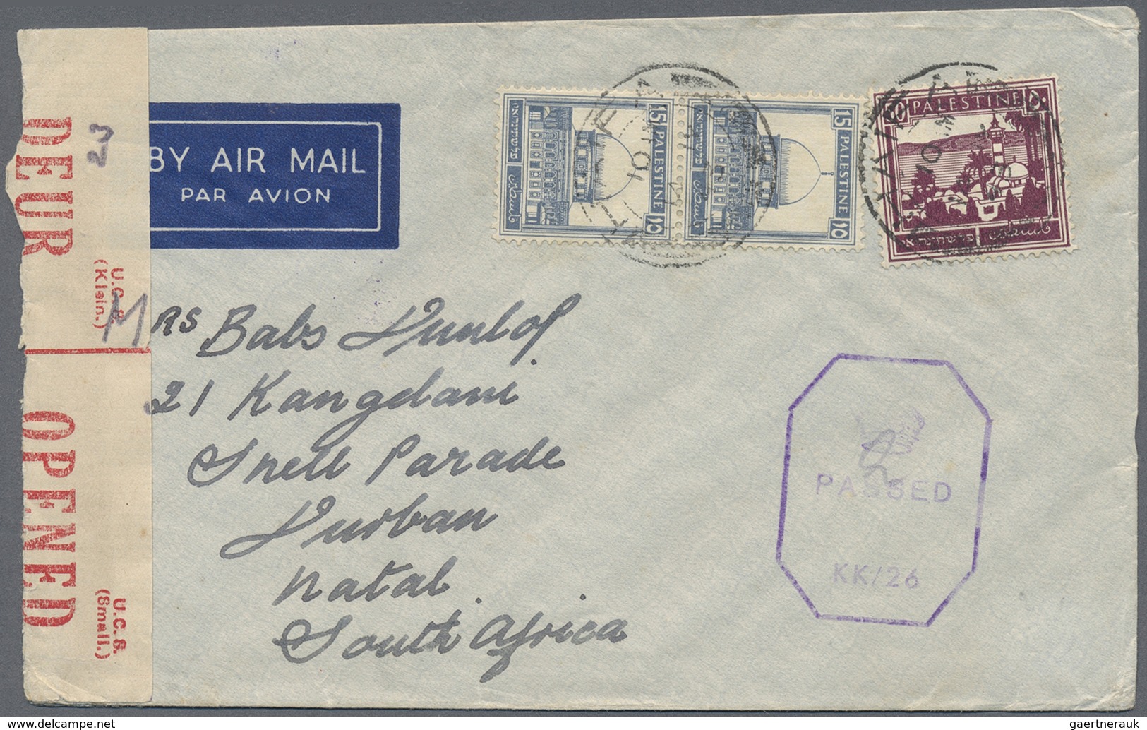 Br/GA Palästina: 1922/42, Covers (3 Inc. Registration Envelope), Ppc (2) All Used To Foreign Inc. Censorsh - Palestina