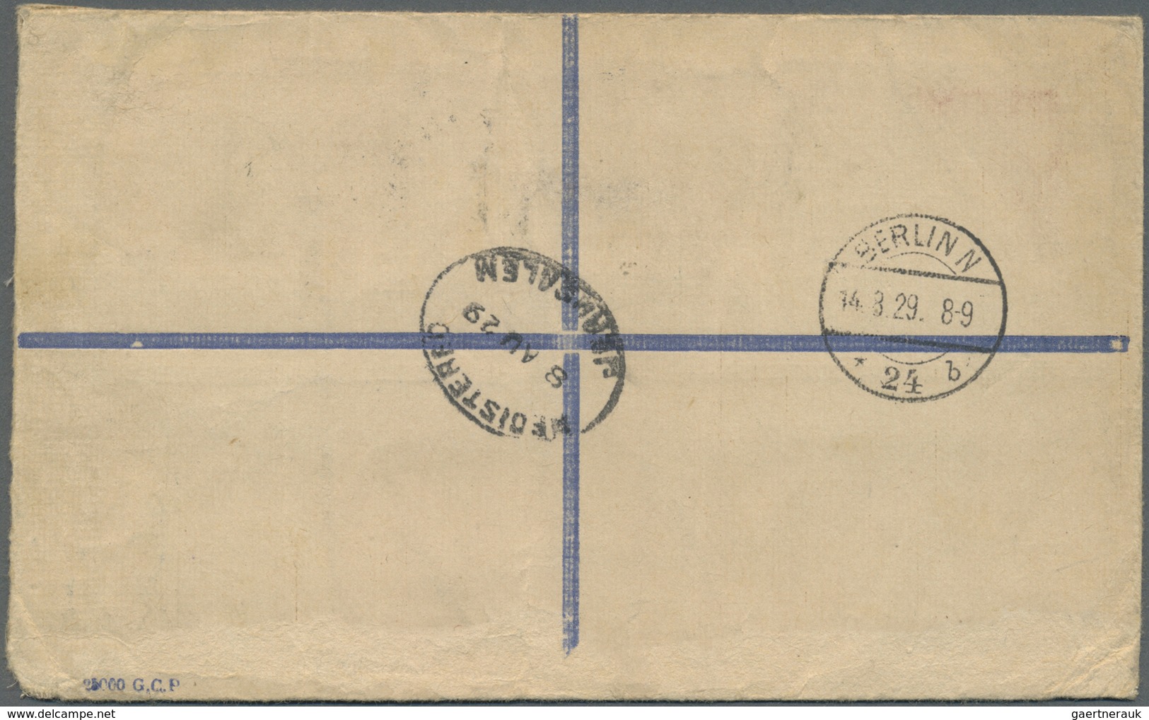 GA Palästina: 1929, 13 M. Stat. Envelope (156 X 95) With Additional Franking Sent Registered From JERUS - Palestina