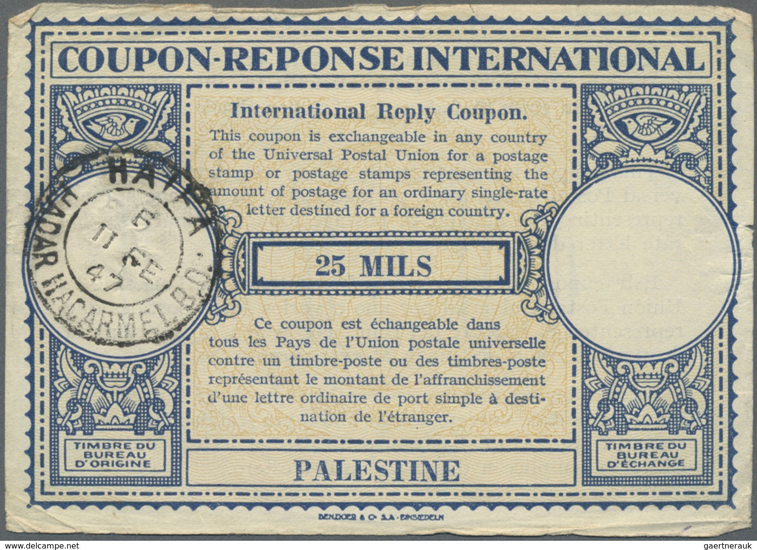 Br/GA Palästina: 1943/47, Three Covers Used Registered From Hadera With Stationery Cut-outs, Also IRC Repl - Palestina