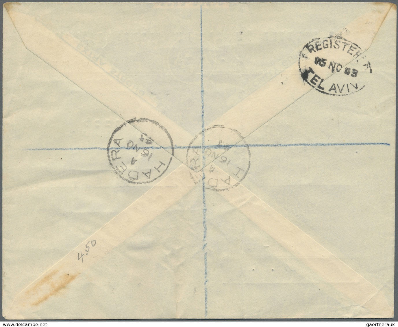 Br/GA Palästina: 1943/47, Three Covers Used Registered From Hadera With Stationery Cut-outs, Also IRC Repl - Palestina