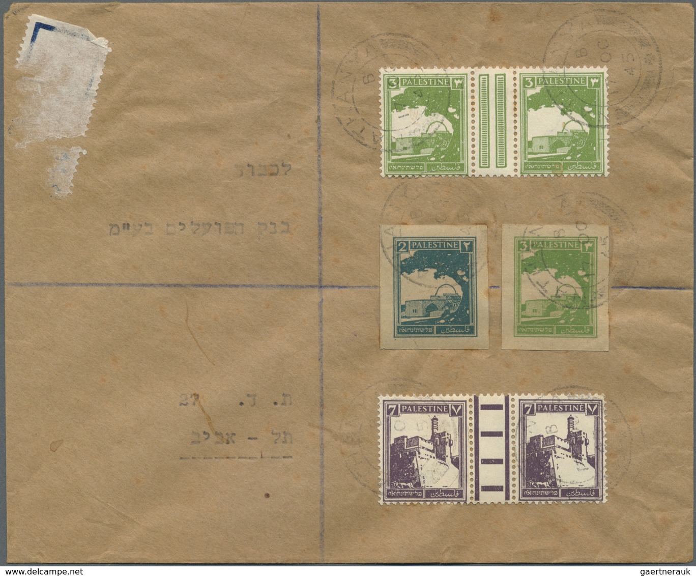 Br/GA Palästina: 1943/47, three covers used registered from Hadera with stationery cut-outs, also IRC repl
