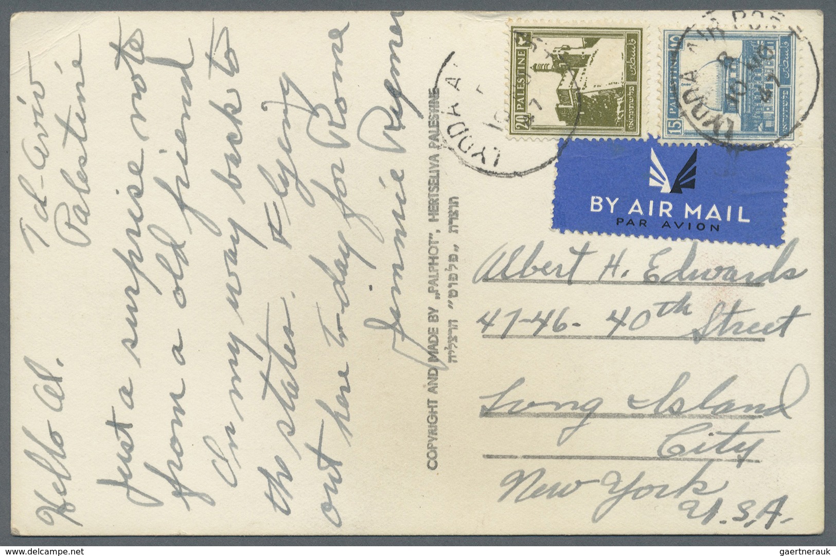 GA/ Palästina - Stempel: LYDDA AIRPORT (type D3): 1947 (26.3.), Registered Letter From India With Very F - Palestina