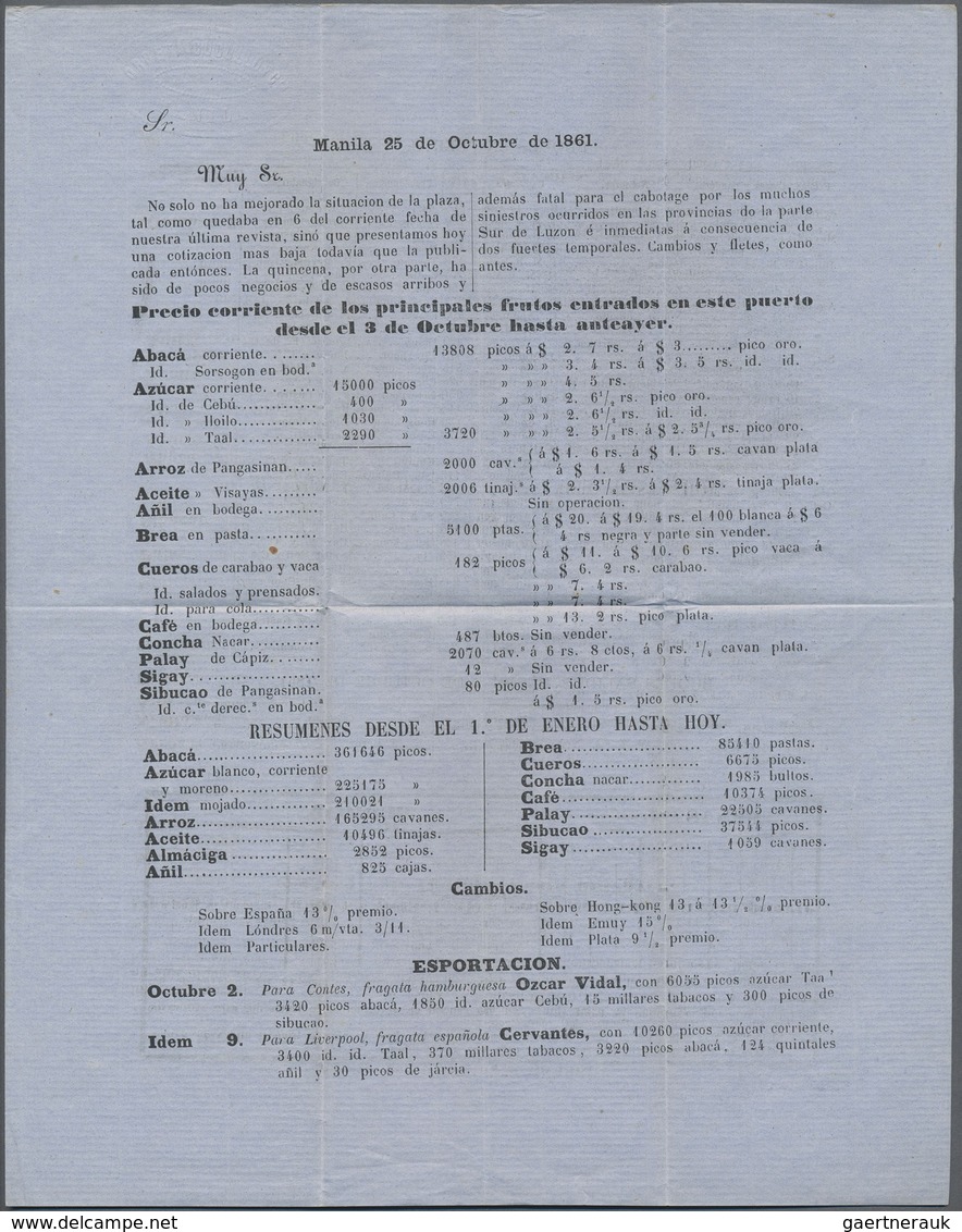 Br Philippinen: 1861: 5 Cu Vermillion, Vertical Pair, Touched On Three Sides, Tied By Cds "MANILA 25. O - Filippijnen