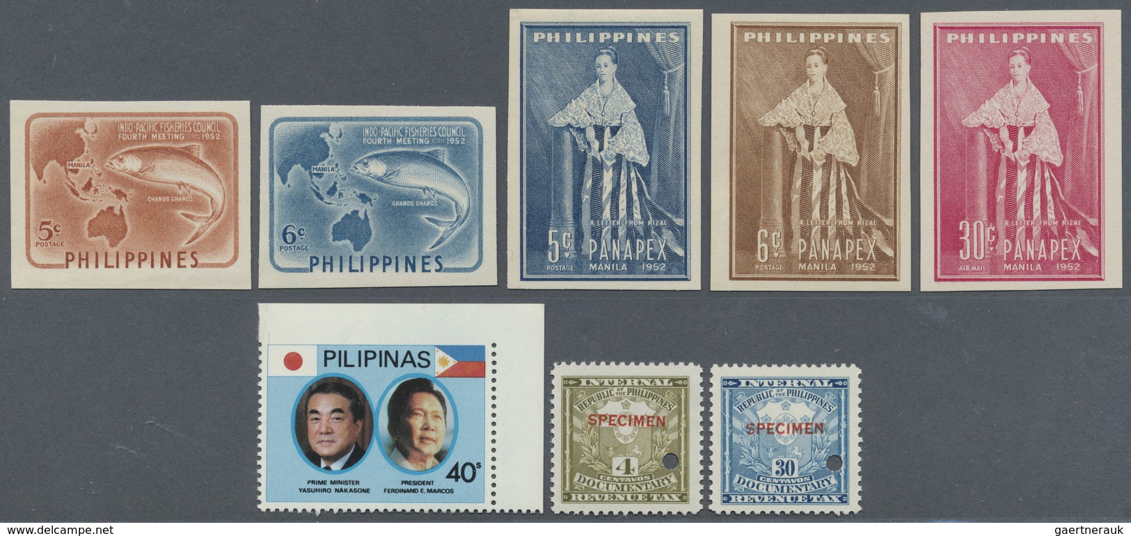 (*)/ Philippinen: 1952/80 (ca.), Lot Imperfs (fishery Council, PANAPEX) Or Part Perf (Nakasone Visit) Unu - Philippines