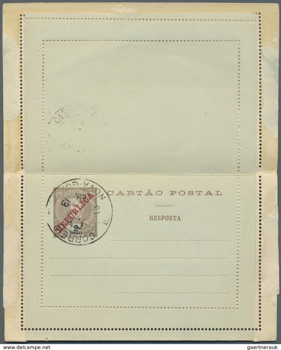 GA Portugiesisch-Indien: 1912/13, Letter Card Reply ("RESPOSTA") 1 T. Canc. "NOVA GOA 22 MAR 12"; And L - Portugees-Indië